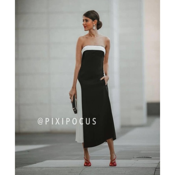 ZARA LIMITED EDITION WOOL BLEND COLORBLOCK MIDI DRESS - Picture 4 of 15